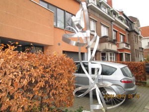 Artwork outside of an apartment on our way to lunch at Voltaire'