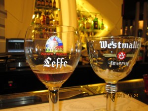 and trying some Belgian Beer.  Did you know every beer has its own glass?!!!