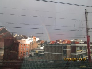 A RAINBOW!  Don't know if you can see it, but it was lovely!