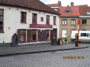 Walking from the train into Brugge