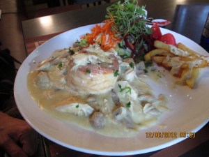 This is what Pat and Sara ate; it reminded me of chicken and dumplings!  I'll try to get the name of it to insert it here at some point!