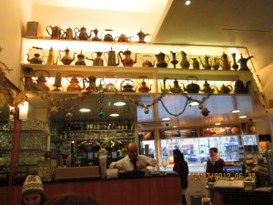 Decorated with antique teapots!