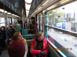 We got on the first train in Paris and there was an acordian player playing on it!