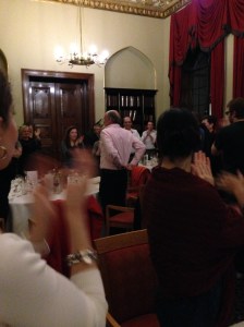 singing at farewell dinner