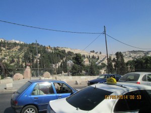 traffic and views while walking through East Jerusalem