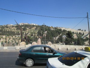 traffic and views while walking through East Jerusalem